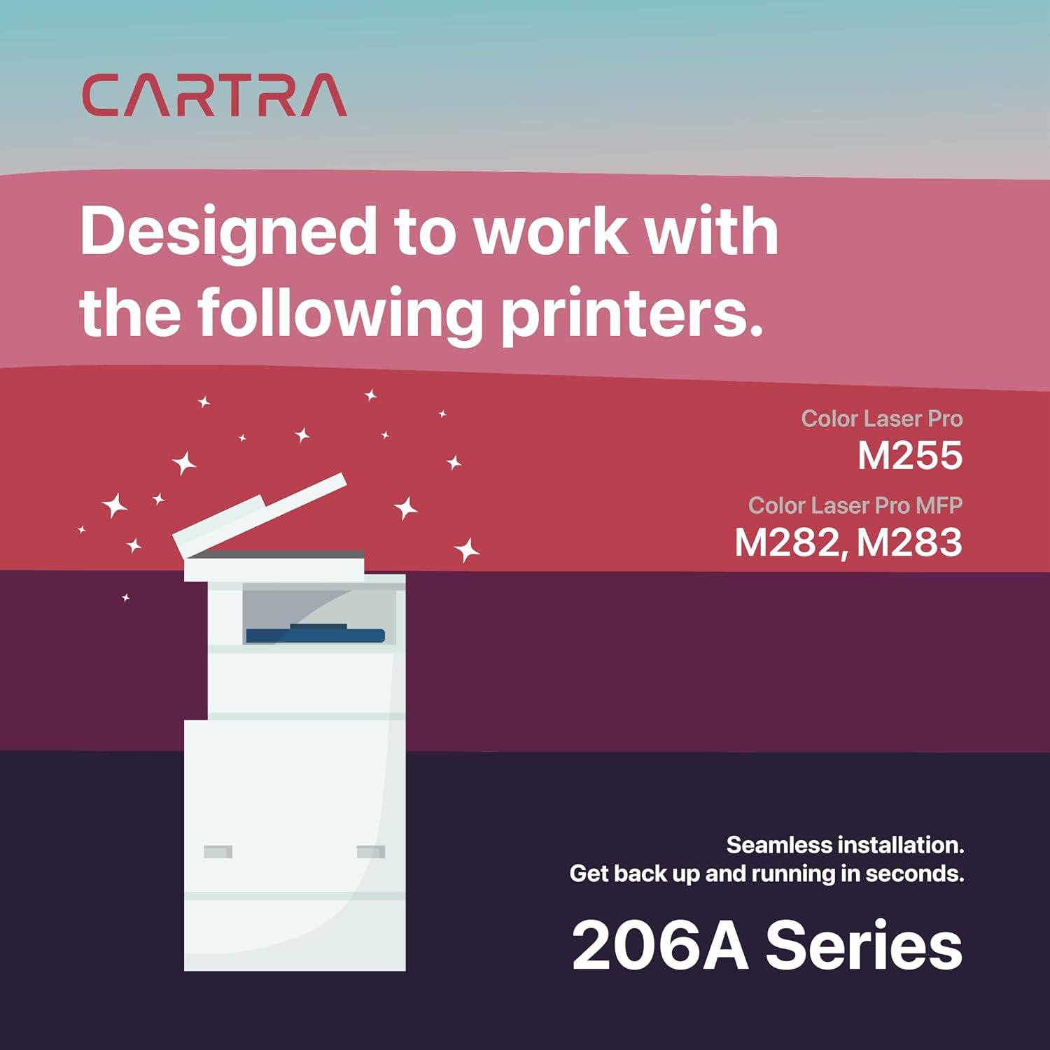 CATRA 206A Toner Cartridge Compatible Replacement for HP 206A Toner Cartridge Set, Works with HP Color LaserJet Pro MFP M283fdw M283cdw M283fdn M282mw Pro M255dw W2110A W2110X Laser Printer, 4Pack