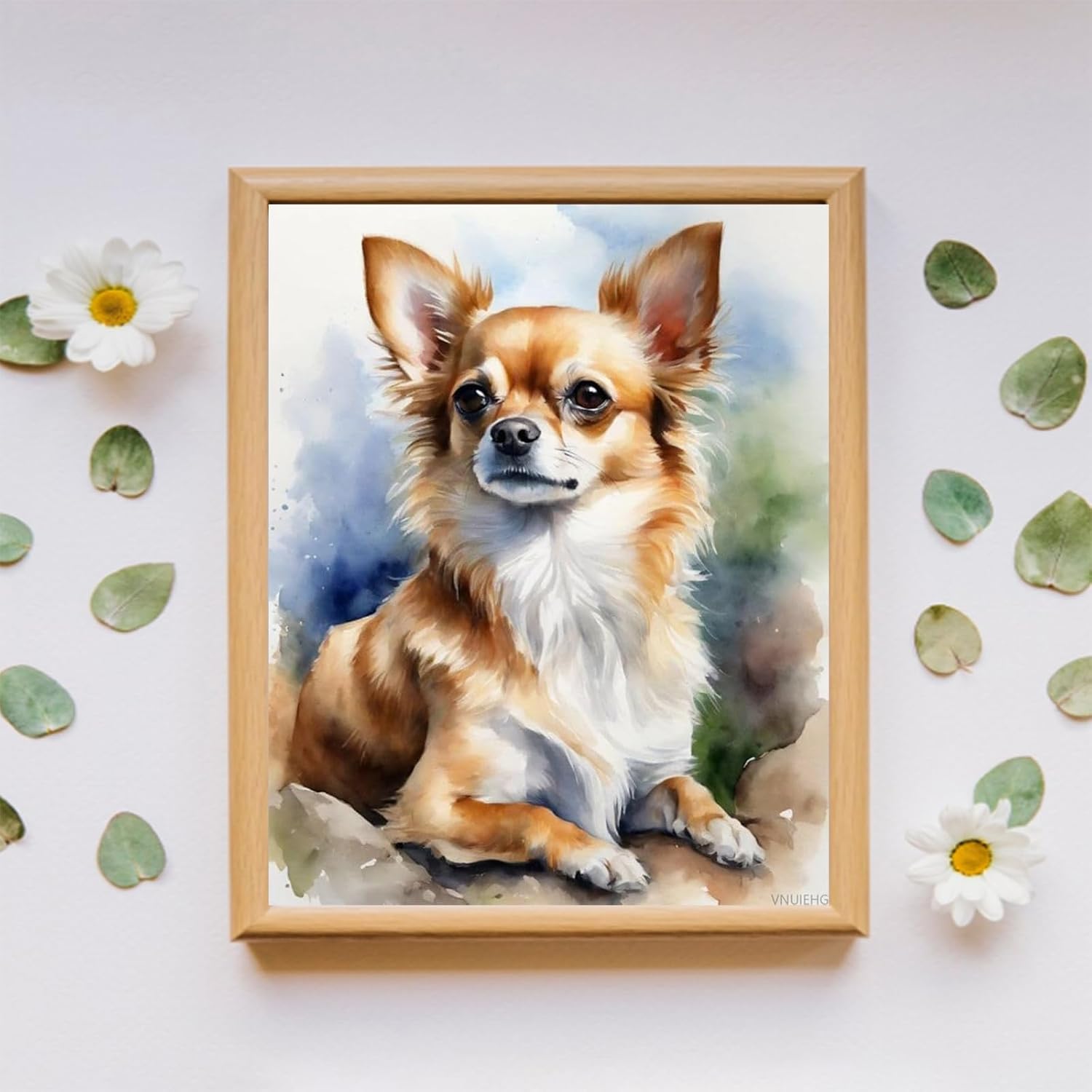 VNUIEHG DIY Filling Oil Canvas Paint by Number Kit Chihuahua Dog with Brushes and Acrylic Pigment DIY Canvas Painting for Adults Beginner, 40x50cm, Without Frame