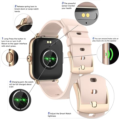 Miniatura 9 de Reloj inteligente para mujer hacerresponder llamadas reloj inteligente Wwzzey con pantalla táctil Bluetooth de 17 pulgadas relojes para teléfonos