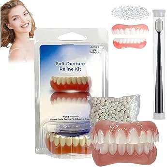 Vumela Soft Denture Reline Kit Fivfivgo Soft Denture Reline Kit Seurico Soft Denture Reliner Kit Snap on Dentures Silicone Fake Teeth Top Bottom Soft Reline Kit for Dentures 1 Set