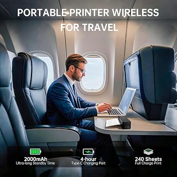 iDPRT Portable Printers Wireless for Travel,MT610 Mini Thermal Printer A4,Bluetooth Printer for Travel,Home,Study,Wireless Printers for Home Use Compatible with iOS,Android and PC,Black