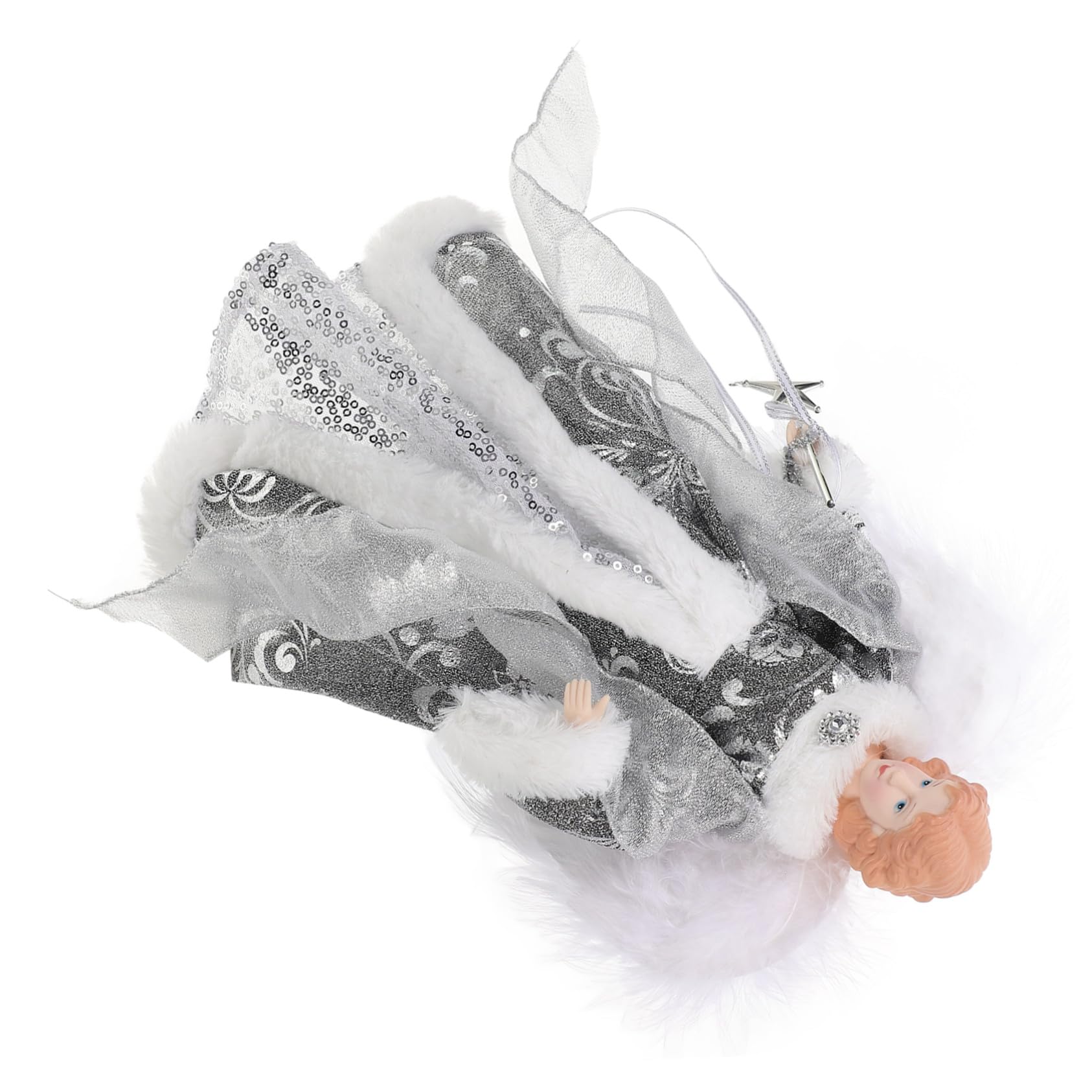 Adorno para Árbol de Navidad Figura Ángel Pequeño con Alas Decoración Navideña para Interiores Fiesta Invierno Festivo