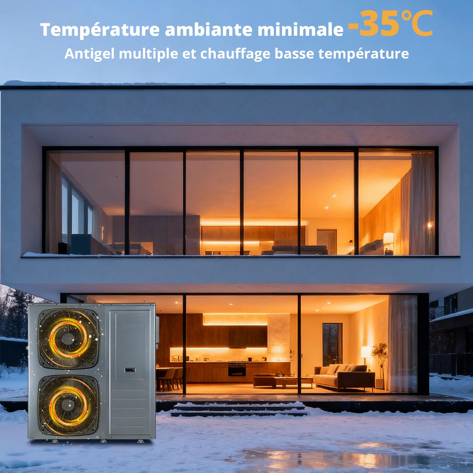 SMETA 16 KW Pompe à Chaleur Air Eau, R290, Monobloc, Pompe à Chaleur Maison MultifréQuence, ContrôLe Intelligent Wifi, Fonction Triple - Refroidissement, Chauffage et Eau Chaude, Mode Silencieux, A+++