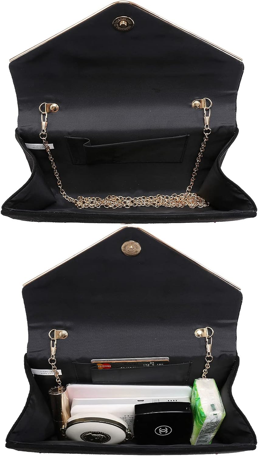 Dasein Women Rhinestone Evening Bag Faux Suede Clutch Formal Party Sparkly Purses Cocktail Wedding Handbag - Image 5