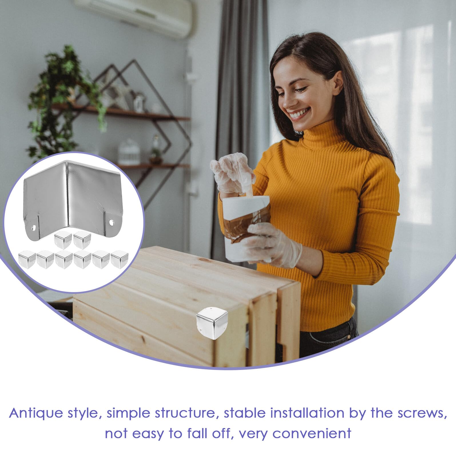 Housoutil 10 piezas Protector de Esquinas para Caja y Muebles Decorativo y Resistente para Gabinetes y Cajas de Madera