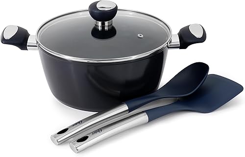 Miniatura 4 de Oster Hawke - Juego de ollas y sartenes de cerámica antiadherente de aluminio de alta calidad sin PFA, con base de inducción