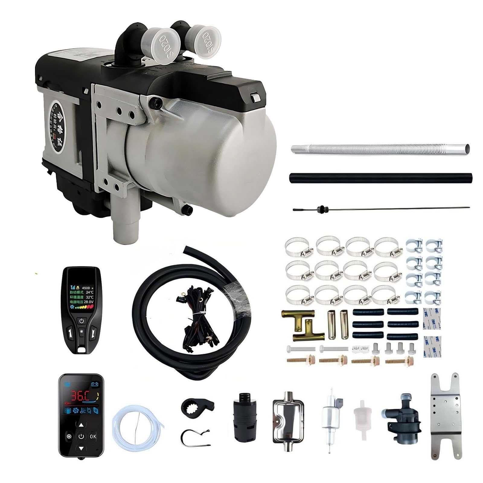 5KW Riscaldatore Diesel a Liquido 12V 24V, Sistema Preriscaldamento Motore con Telecomando LCD, Riscaldamento Idronico Universale per Veicoli e Imbarcazioni(12V)
