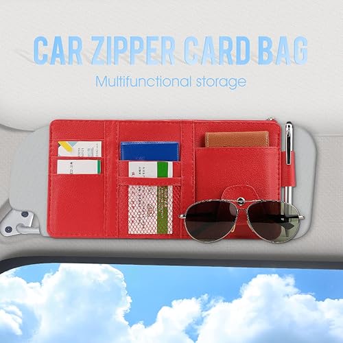 Miniatura 13 de Organizador de bolsillos para visera de automóvil, soporte organizador para documentos de registro, seguro y artículos personales, accesorio