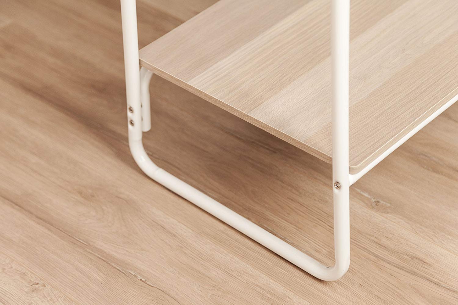 Iris Ohyama Appendiabiti in Metallo con Ripiano in Legno, 2 Livelli, Bianco, Design Moderno, Solido, Anti scivolo, Per Camera, Studio, Armadio, Abbigliamento e Scarpe, Montaggio Facile, PI-B2