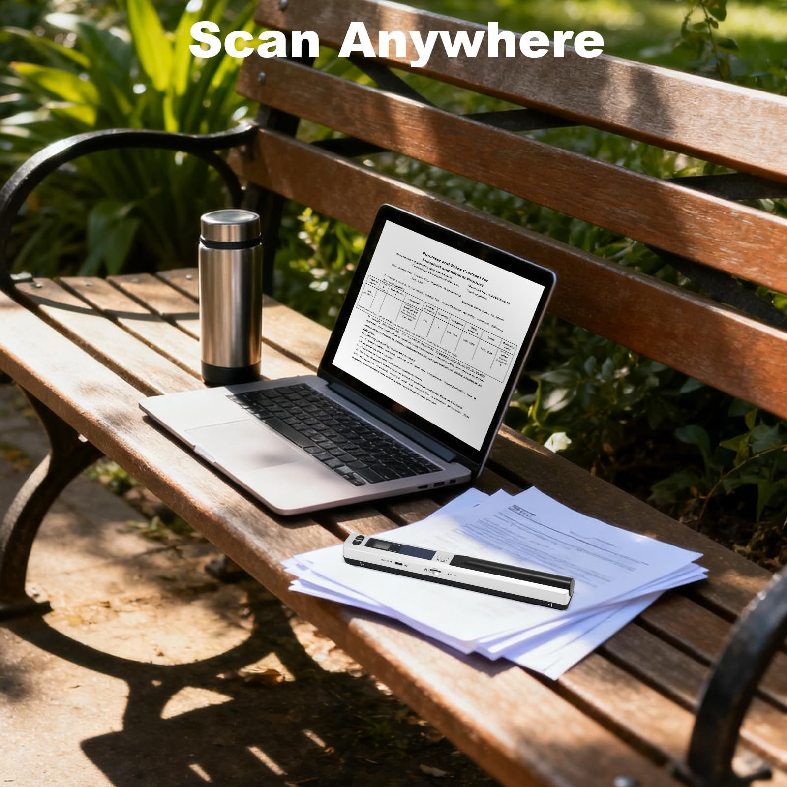 Scanner de Documents Portable, Mini Scanner de Photos Portable 900 DPI, Baguette de numérisation Couleur A4 Haute Vitesse, Scanner Portable Rechargeable par USB, Comprend Une Carte SD 16 Go (Argent)