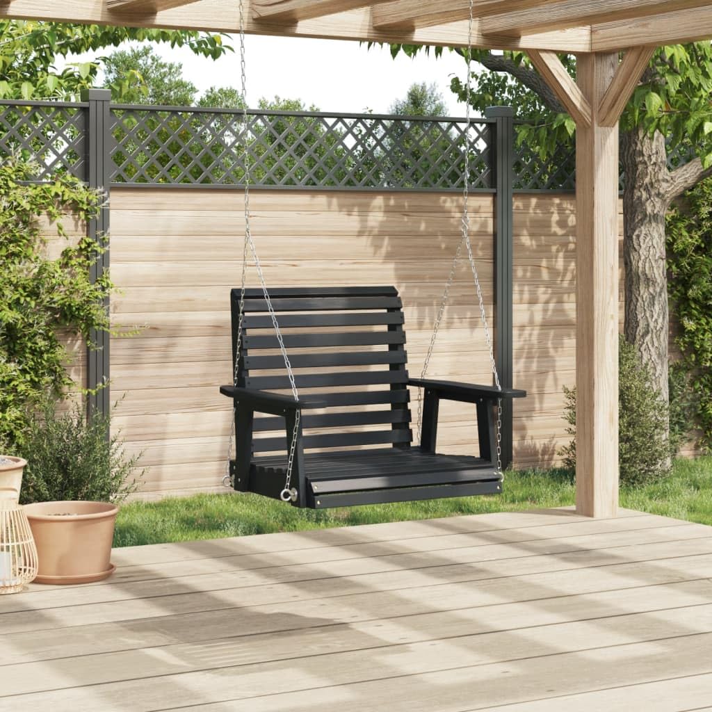 Gecheer Silla Columpio jardín con Cadenas de Metal Madera Abeto Negro,Columpio de Jardín Balancín Patio Terraza Balcón,Columpio de Jardín Balancín Patio Terraza Balcón,TPY-2