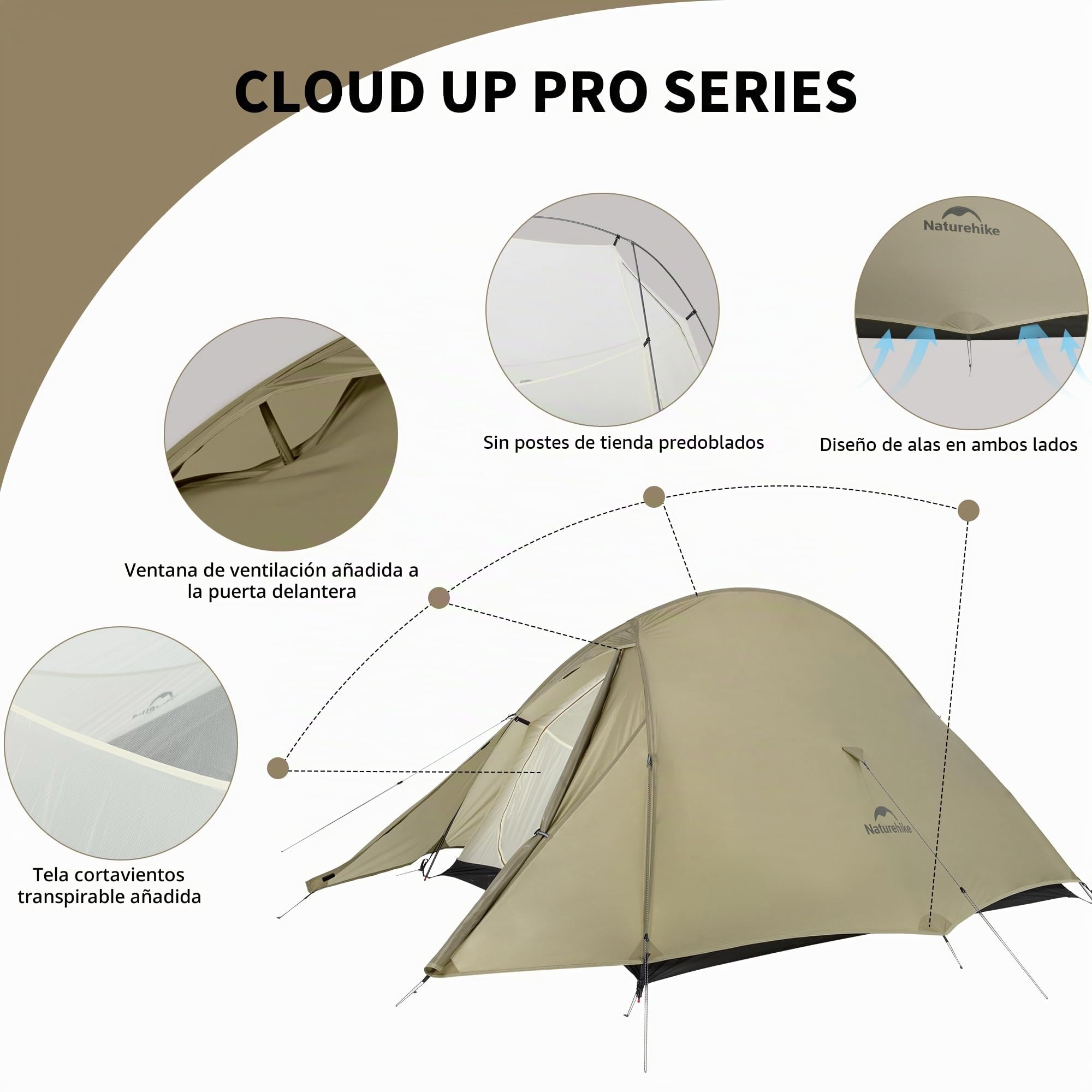 Naturehike Cloud up Pro Tienda de Campaña Ligera para 1 Persona, Fácil de Montar, a Prueba de Viento y Resistente al Agua, Tienda de Cúpula para Viajes al Aire Libre Senderismo