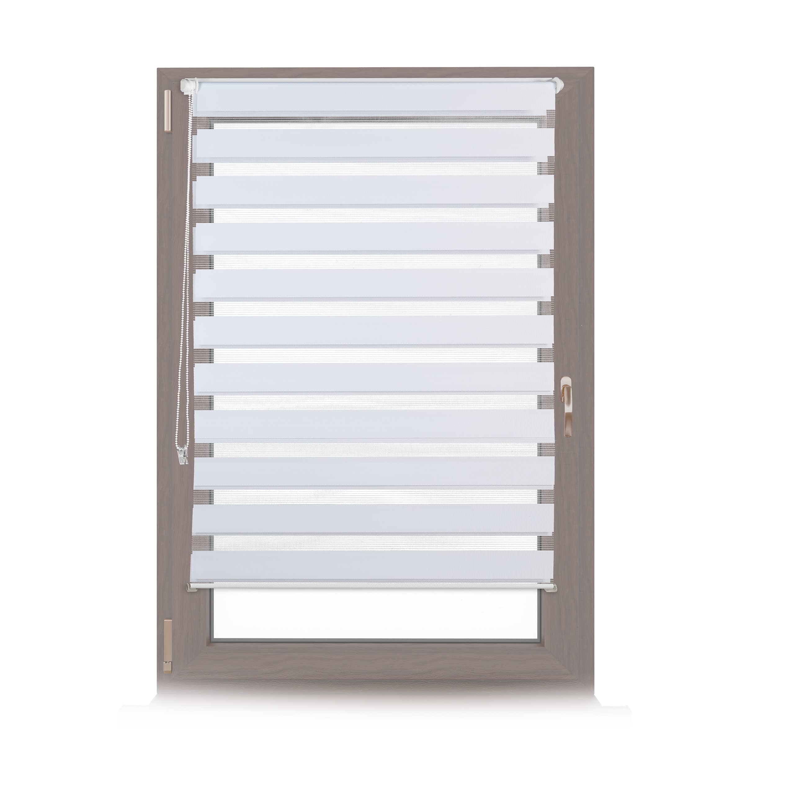 Relaxdays 10021306 Store enrouleur double face klemmfix en blanc sans perçage fenêtre porte balcon en tissu 96x156 cm, blanc