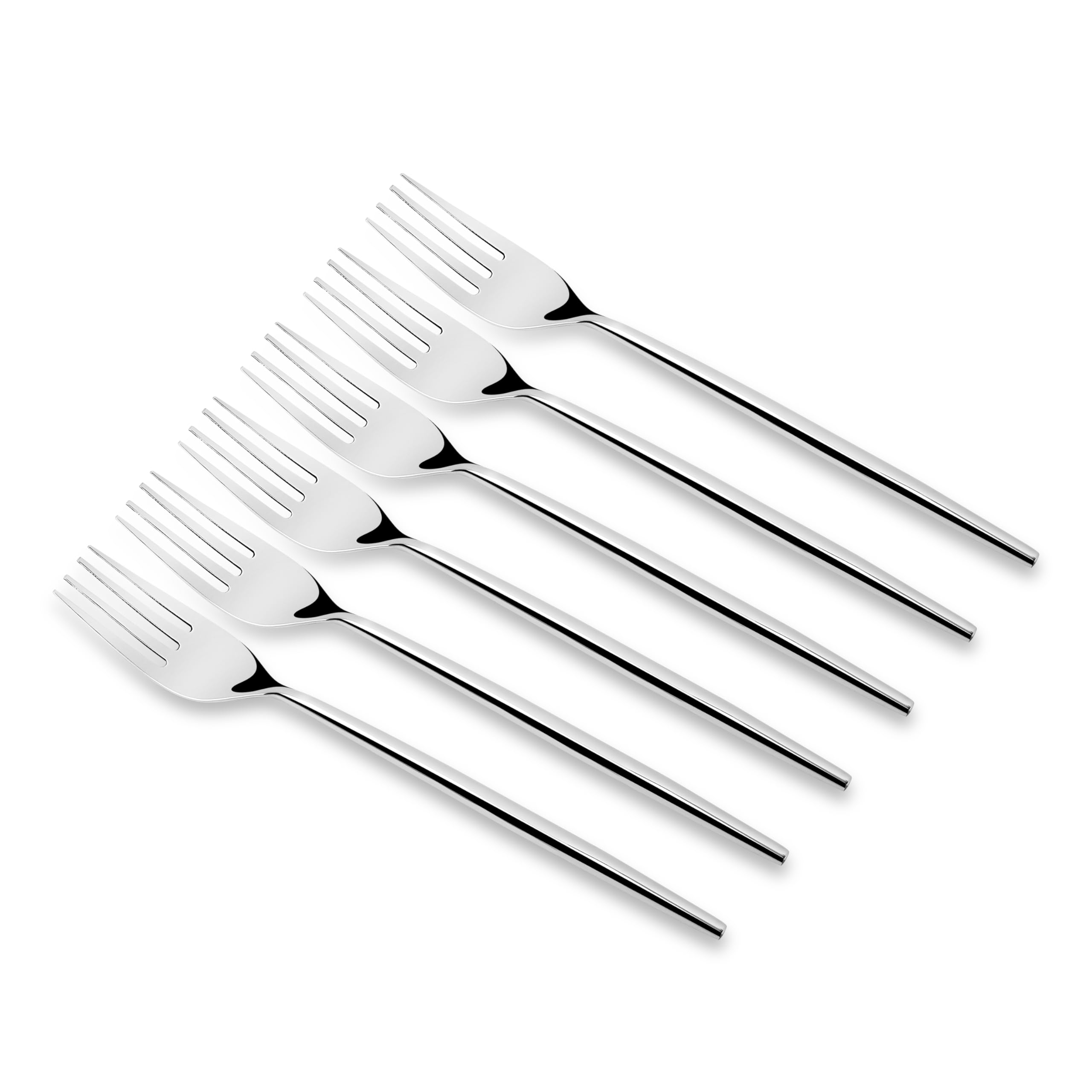 MAKREY Handcrafted Forged Stainless Steel Premium Cutlery 6 Pieces Set AP Fork 8"/20cm for Home & Restaurant Belle Round Design Glossy Finish (Pack of 6)
