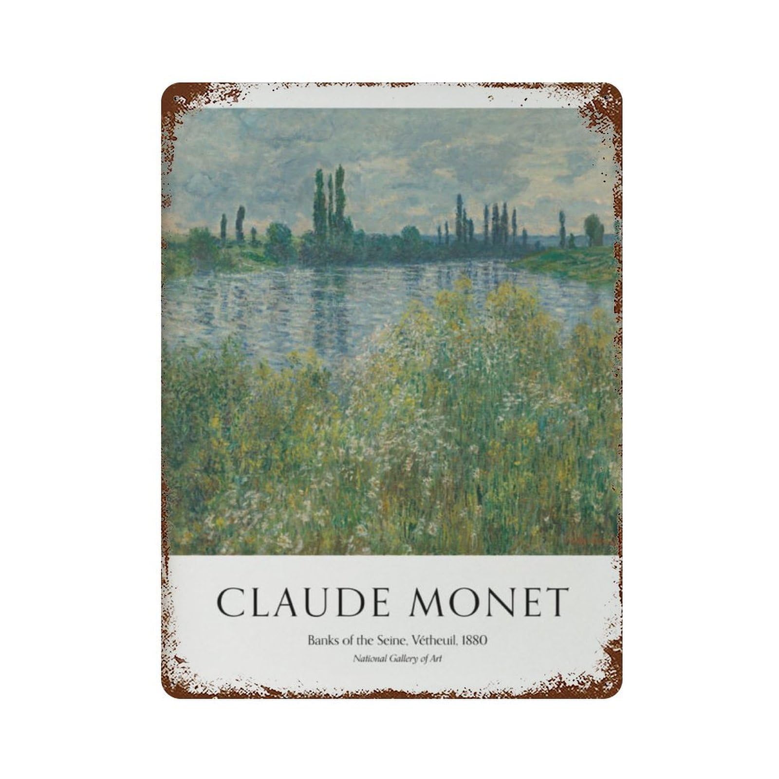 xiaoxiaoshen Claude Monet 'banks of The Seine' Wall Decor Art Metal Tin Poster Modern Home Decor Art Home Bar Shop Decorations Vintage Sign 40x30cm