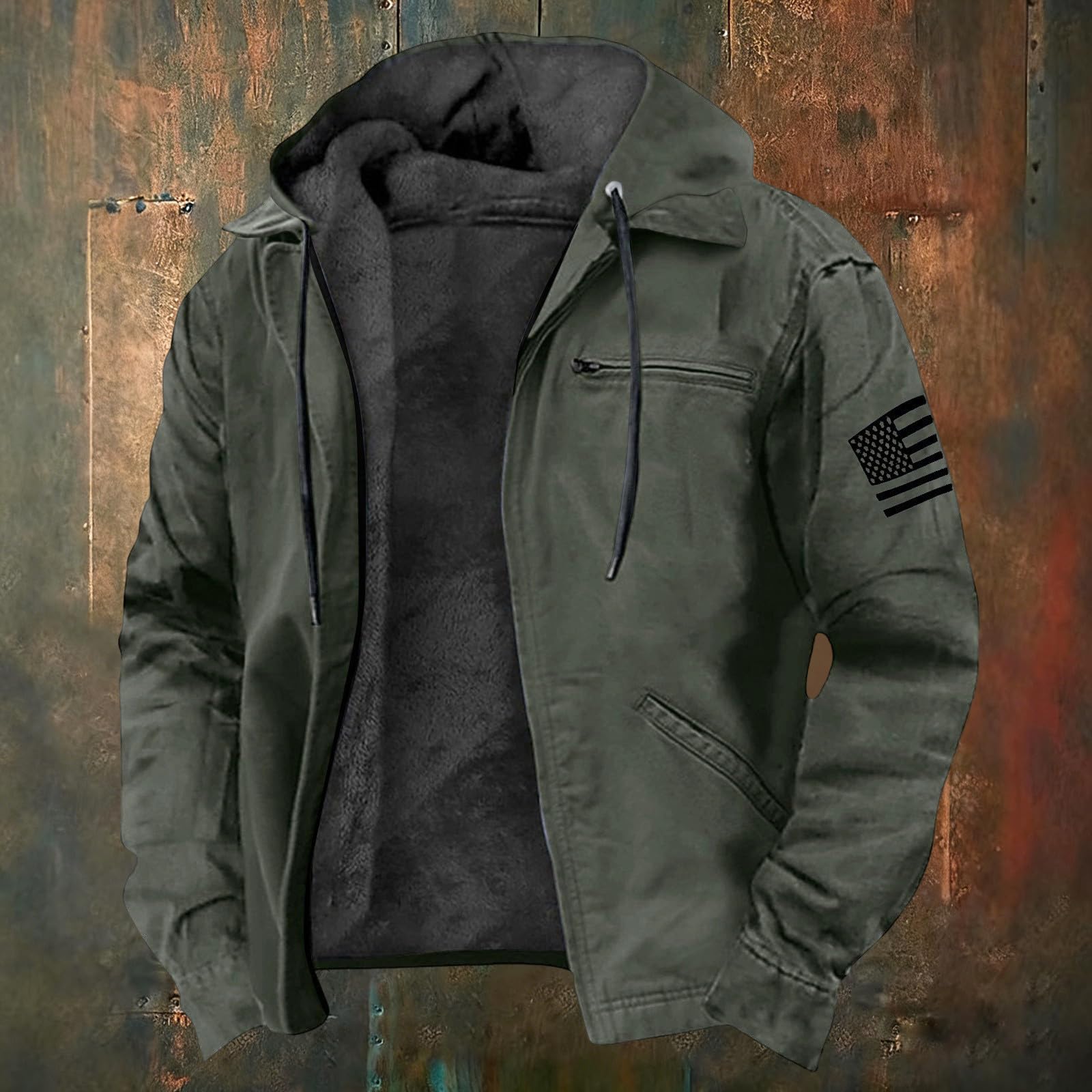 Chaqueta de invierno para hombre, cálida, de entretiempo con cremallera, forro polar, térmica, cortavientos, tallas grandes