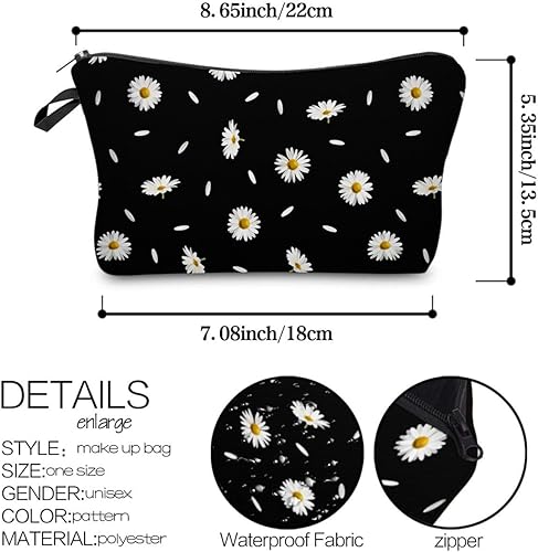 Miniatura 7 de Deanfun - Bolsa de maquillaje impermeable con diseño de mandala y flores, impermeable, espaciosa, cosmetiquera, bolsa de viaje ideal como regalo