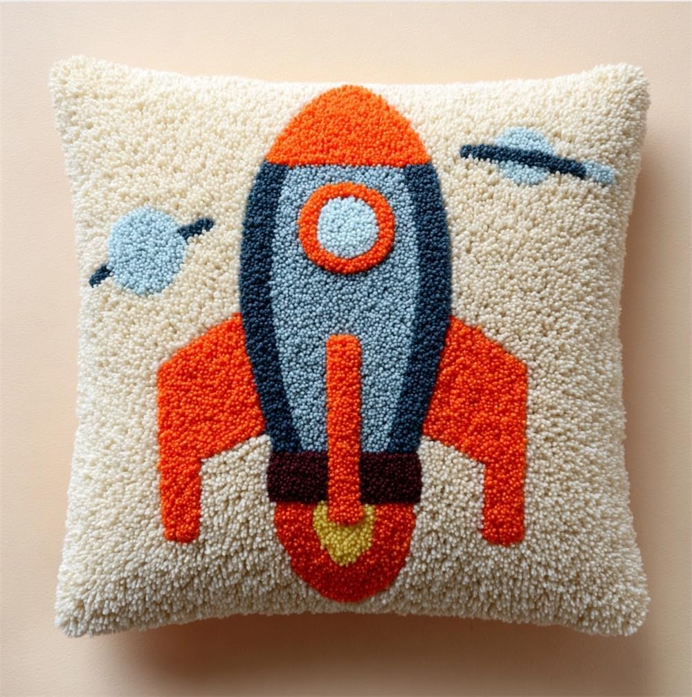 kitphoenix Latch Hook Kits for Adults,Cartoon Rocket