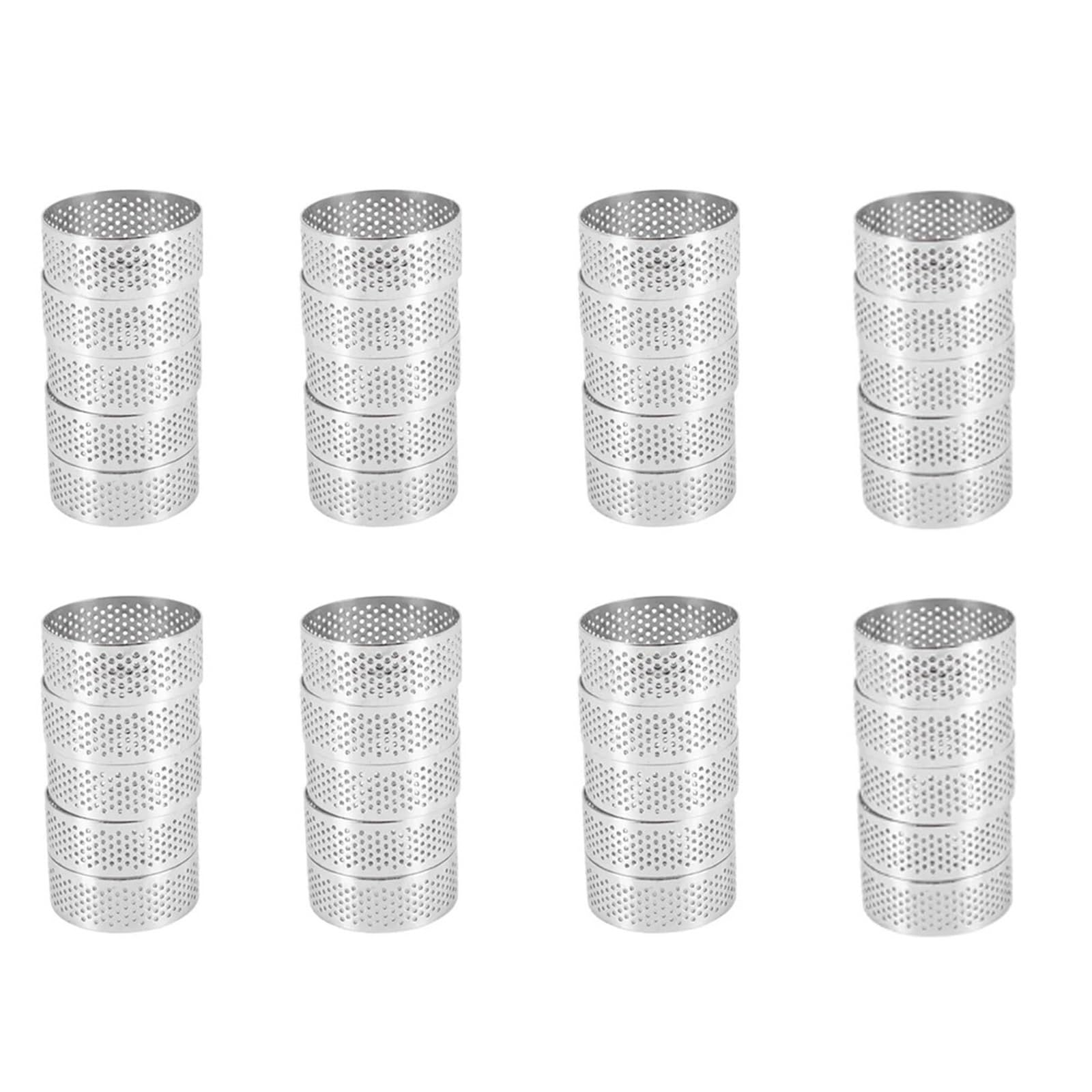 Cercle à PâTisserie Anneau à Tarte perforé en Acier Inoxydable, Anneau à Mousse perforé de 5cm, Anneaux Ronds à Tarte for la Cuisson des Anneaux à Dessert(40 pcs)