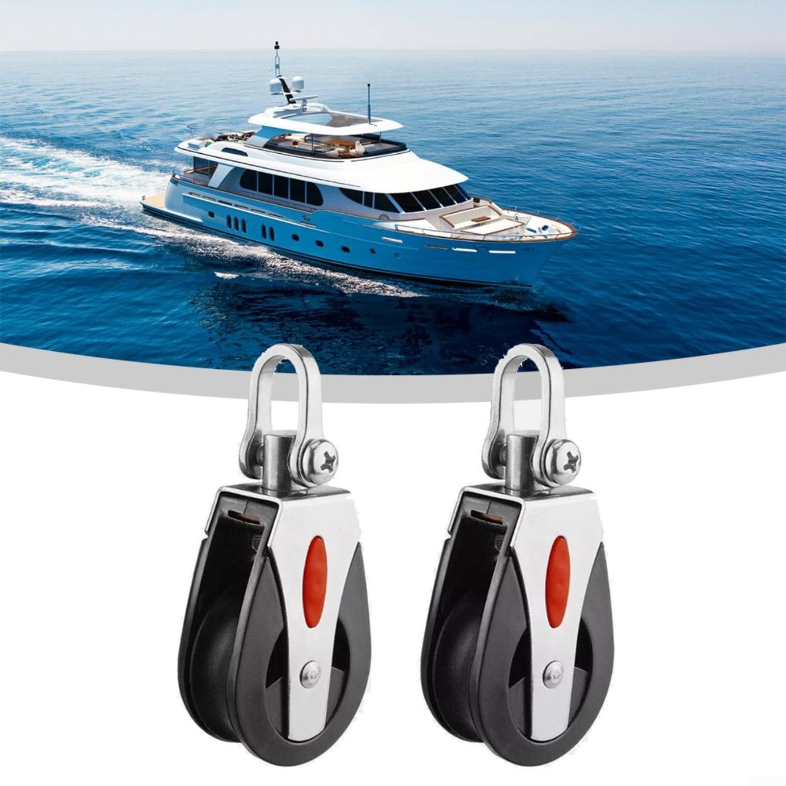 Marine Seilzug Block Segelboot Seilzug Block Heavy Duty Marine Grade Nylon Single Sheave Block mit Lagersystem für Yacht Rigging Hardware Seil Linie bis 12 mm Boot Segeln Zubehör (2 Stück)