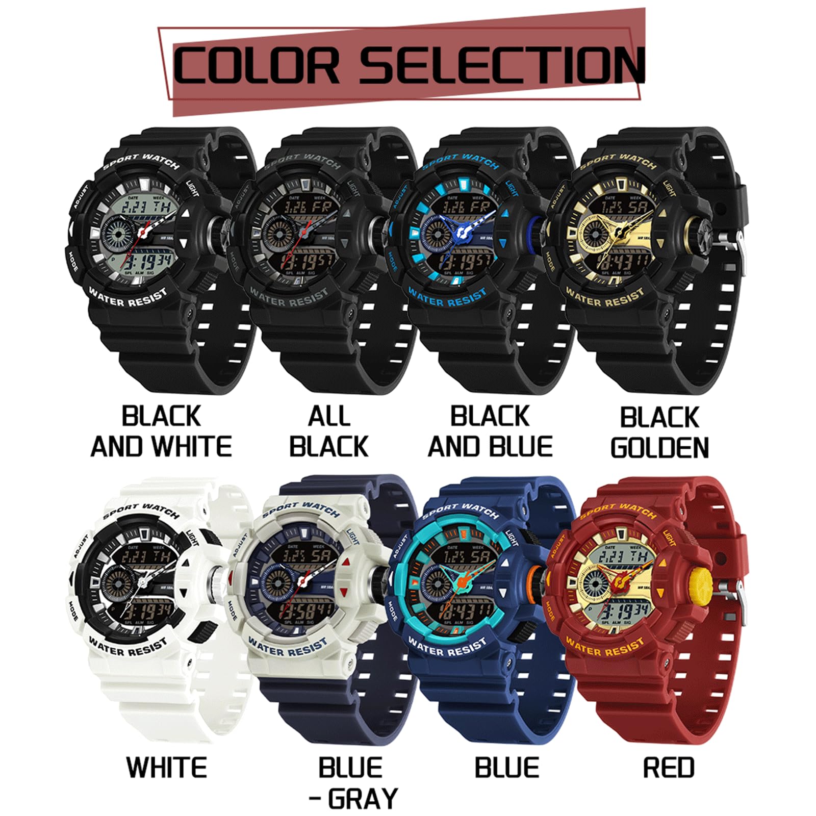 Orologio digitale da uomo, militare, per attività all'aperto, digitale, orologio da polso da uomo, orologio tattico, 5 ATM, impermeabile, analogico, digitale, militare, per uomini, cronometro, ragazzi