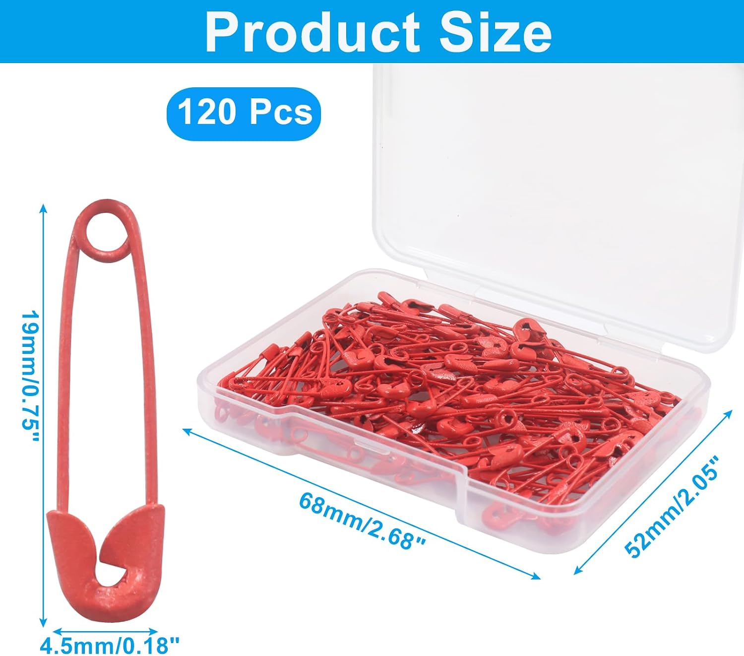120 Pcs Mini Safety Pins, 19mm/0.75 Inch Versatile Safety Pins for Clothing Tags, Art Crafting, Sewing, Jewelry Making (Red)