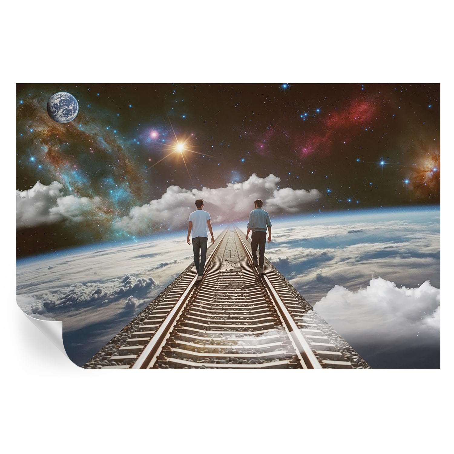 Papel pintado autoadhesivo Viaje Espacial de 104x70 cm para decorar el salón