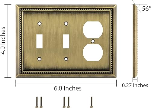 Vista 207 de Henne Bery Sunken Pearls - placa decorativa de pared para interruptor (Palanca simple, 2 unidades, níquel satinado)