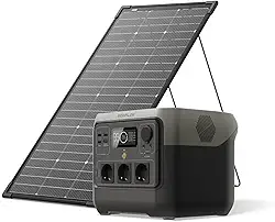 EF ECOFLOW Gerador Solar 220V RIVER 2 Pro 768Wh com Painel Solar Portátil 125W | 3 EU Tomadas AC 800W com X-Boost até 1600W | Estação de Energia Portátil para Emergências, Camping, RV e Uso Doméstico