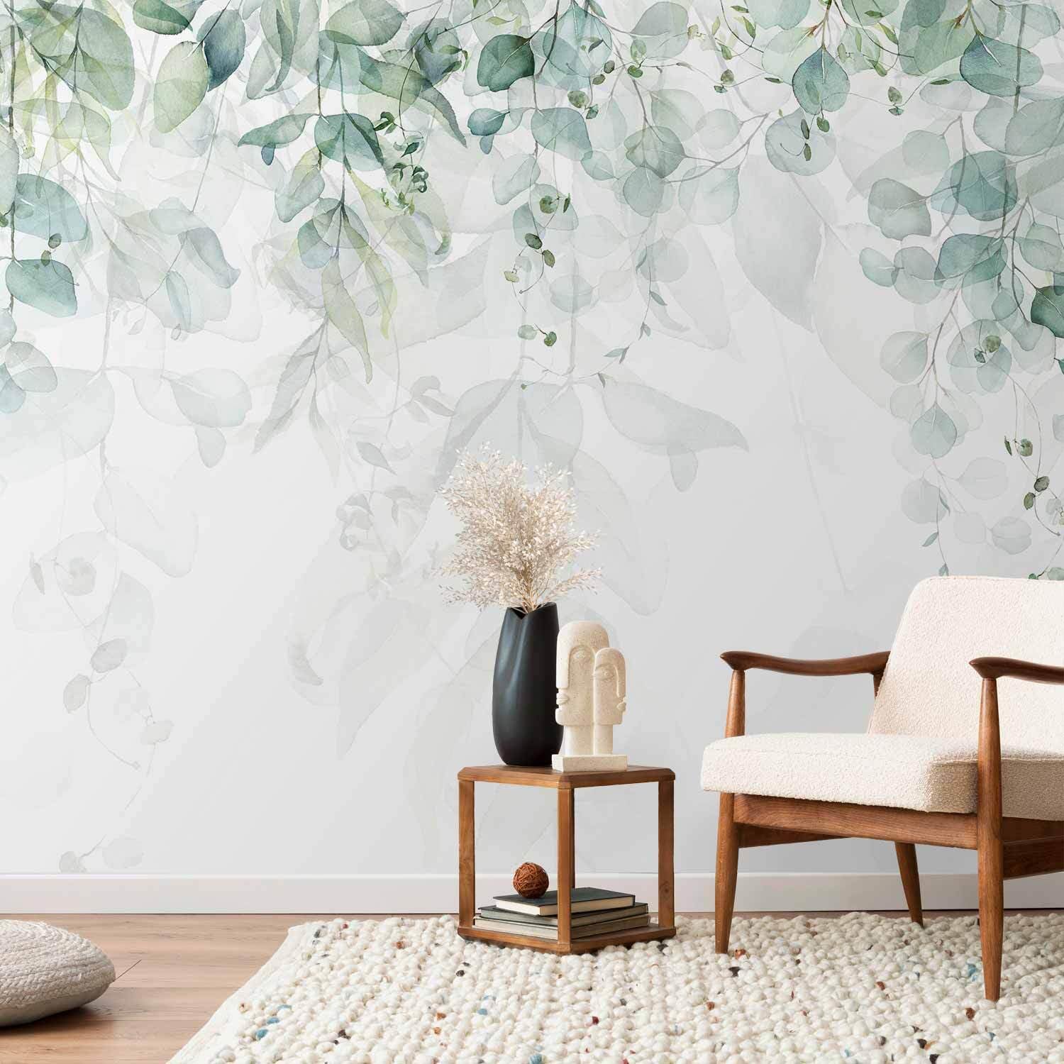 decomonkey Papier Peint Panoramique Intissé Plante 350x256 cm - Motif Jungle et Feuilles Nature Tendance, Décoration Murale Salon Chambre - Facile d’entretien, résistante aux UV - 7 Lés