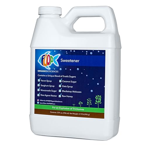 FOOP Edulcorante potenciador orgánico de terpenos para plantas  Crea una explosión de tricomas  Contiene 8 azúcares orgánicos  Funciona con todos