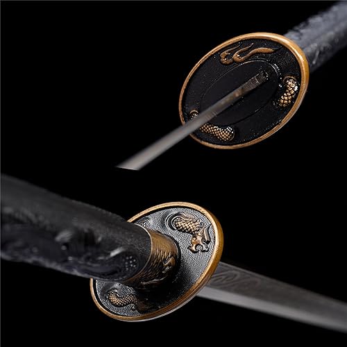 Miniatura 7 de HERO SWORD Espada ancha de dragón dorado, espada china de acero al manganeso afilado, Tang Heng Dao, hoja de espiga completa, espada samurai,