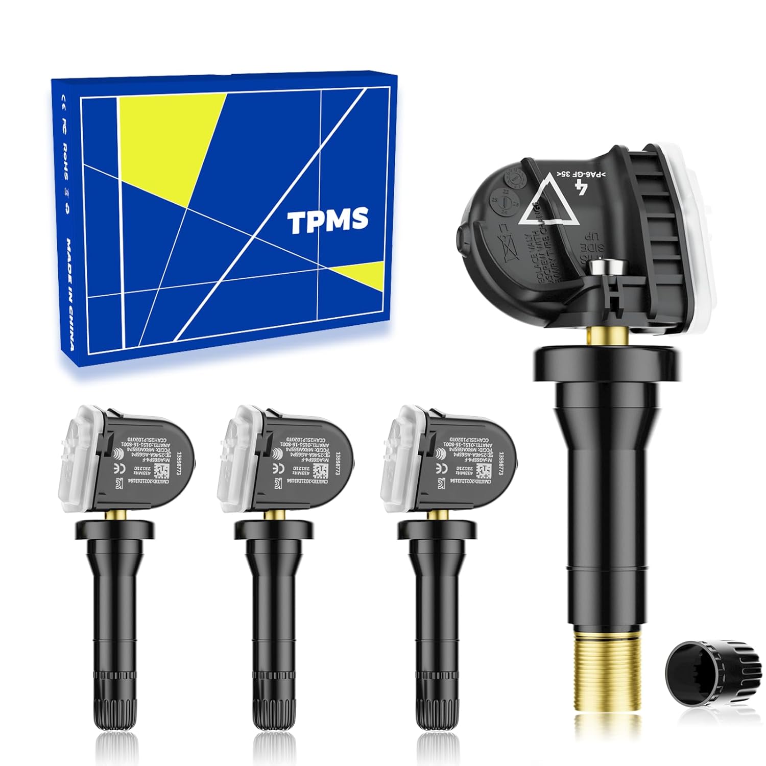 433Mhz Pre-Programmed TPMS Sensor,Compatible with: Chevrolet Blazer 19-22 | Malibu 16-22 | Cruze 16-19 | Cadillac XT5 2017-2022 Tire Pressure Monitoring Sensor OE# 13598773(Set of 4)