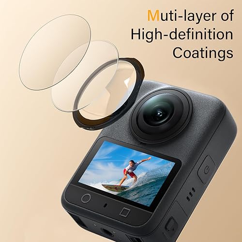 Miniatura 2 de JZW-Shop Protector de lente de vidrio con 2 protectores de pantalla compatibles con cámara DJI OSMO 360, 9H, protección contra arañazos,