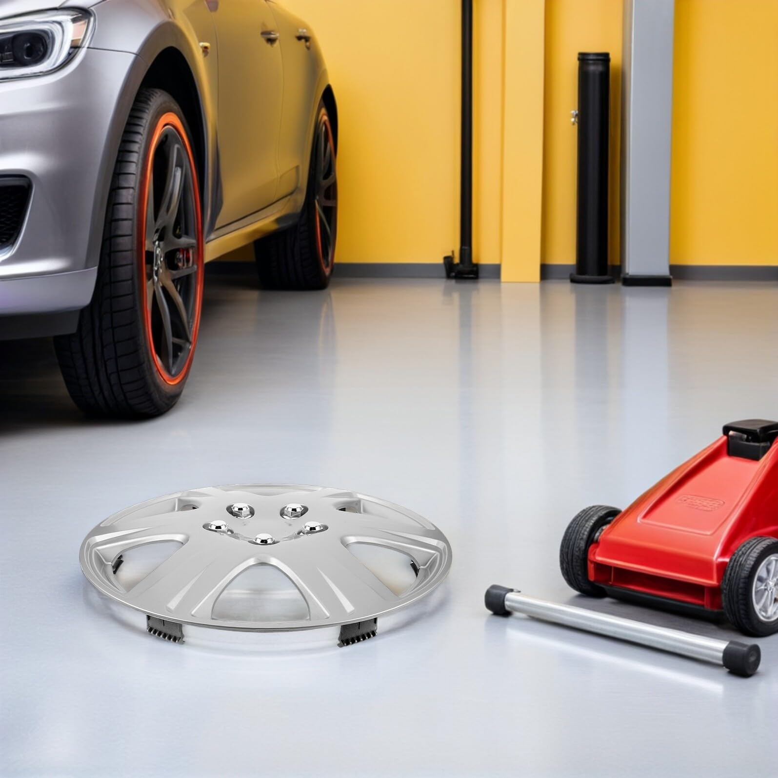 Cabilock 4 Pièces Enjoliveurs de Roues Automobiles 15 Pouces Enjoliveurs Universels pour Protection de Jante de Voiture, Remplacement D'enjoliveur, Accessoires Extérieurs de Style