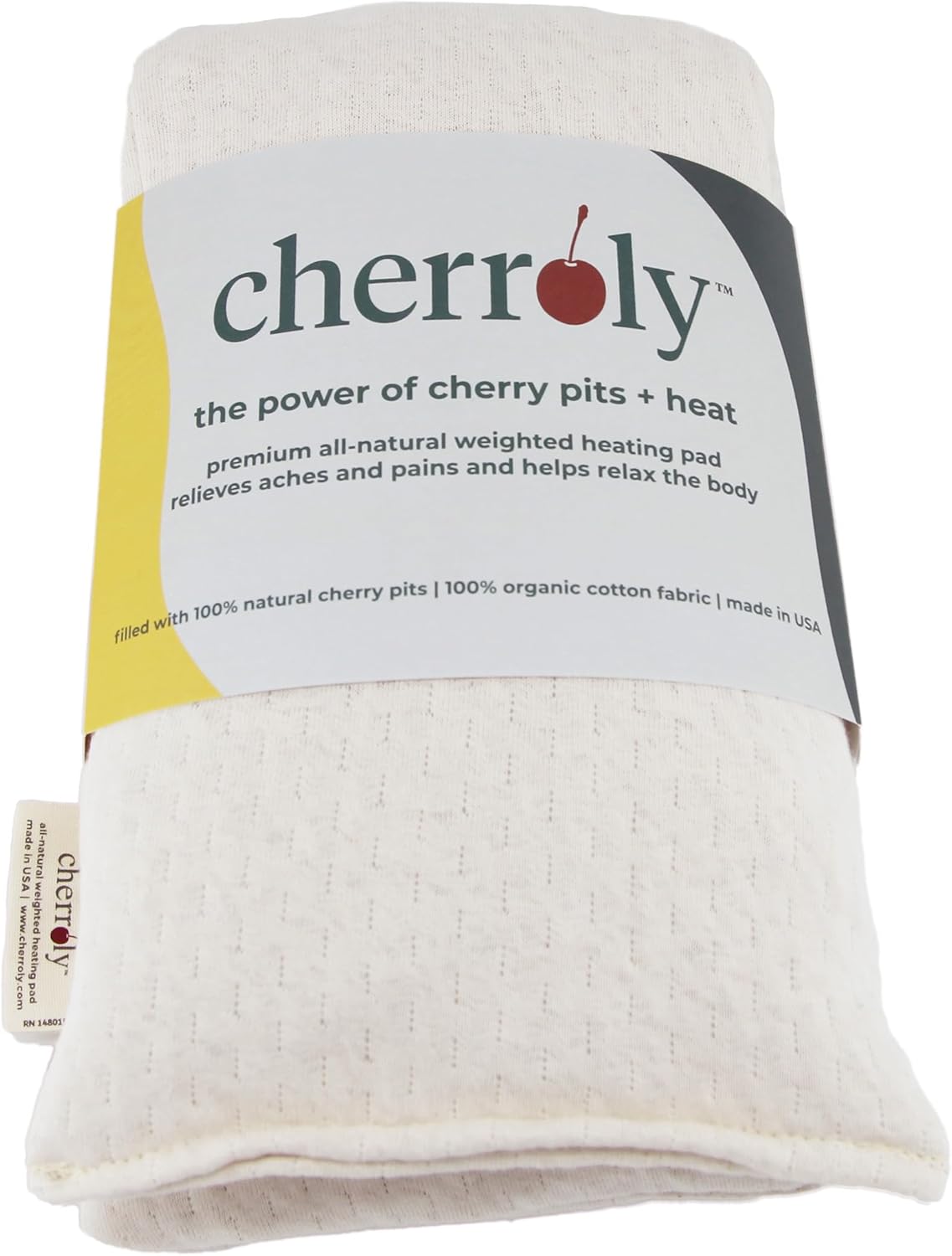 Natural Pain Relief Moist Heat Therapy, Cherry Pits in Organic Cotton, Microwavable Heating Pad/Cold Compress- Back, Neck, Muscles, Joints, Stomach, Menstrual Pains Aches Cramps -Petite