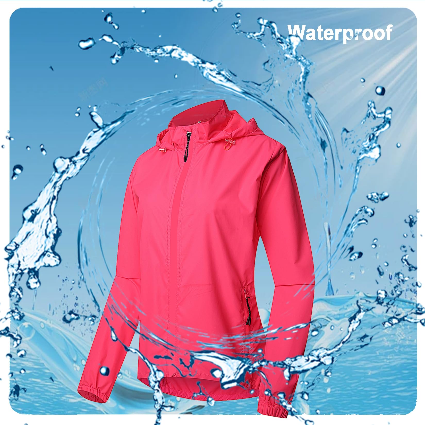 Fahrradjacke Damen Wasserdicht Atmungsaktiv Laufjacke Trekking Regenjacke Schnelltrocknende Wanderjacke Winddichte Windbreaker Fahrradweste Mit Abnehmbaren Ärmeln,Pink-L