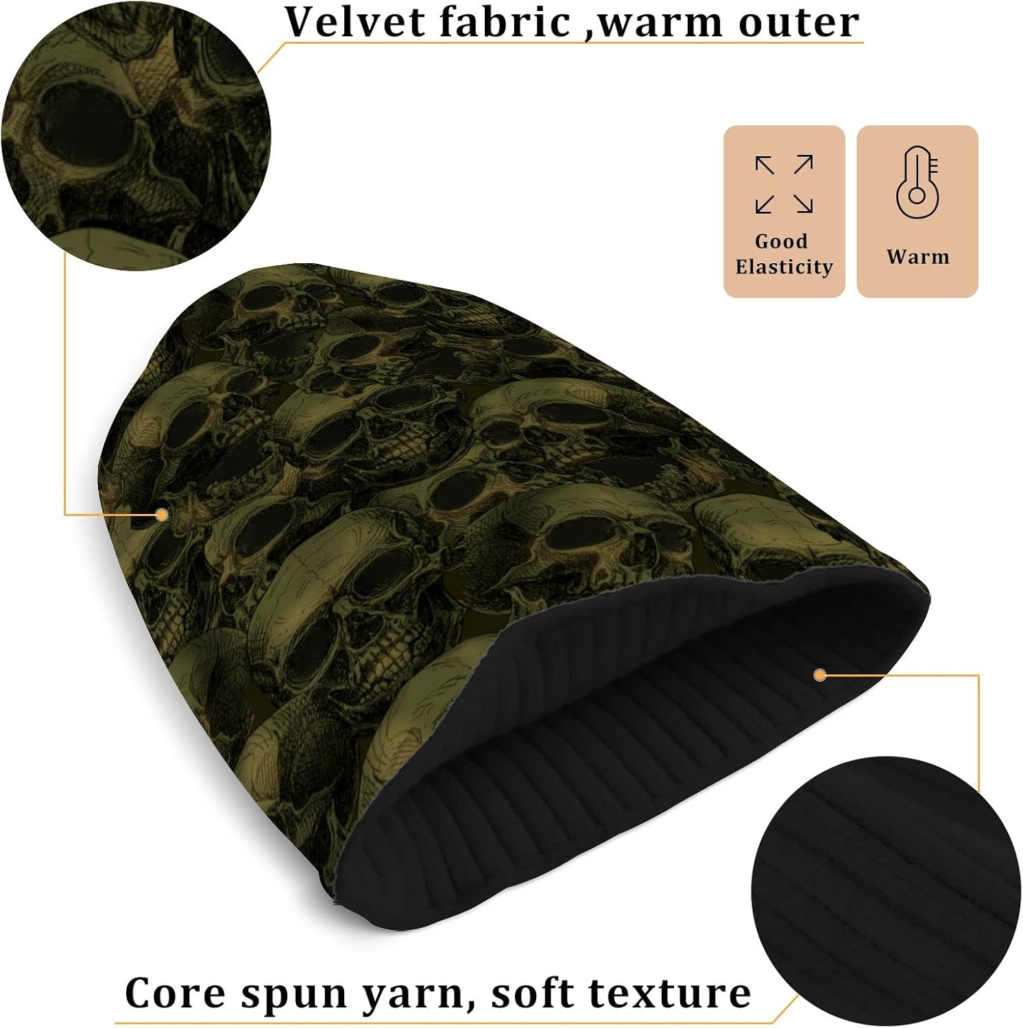 ALAZA Beanie Hat for Men Women,Unisex Soft Warm Skull Knit Cap Winter Hat - Image 4