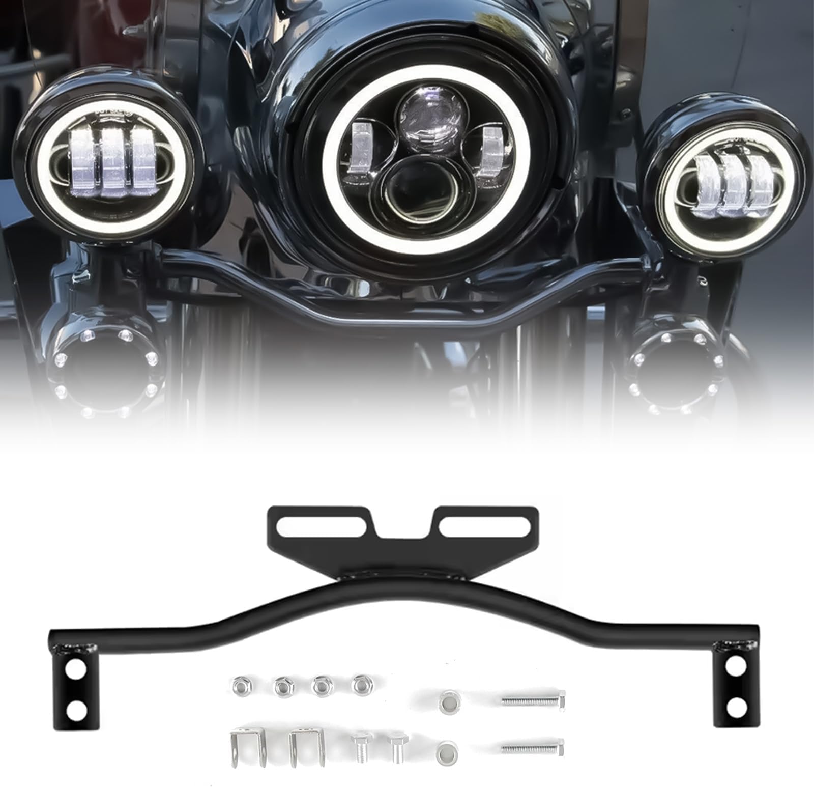 Motorcycle Light Bracket Bar Driving Spot Fog Passing Turn Signal Light Bracket bar Compatible with Dyna Super Glide Road Honda Suzuki Yamaha Kawasaki(Black)