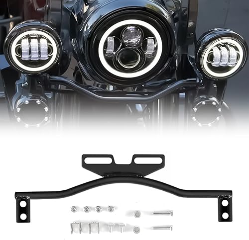 Barra de luz para motocicleta con soporte para señal de giro, luz antiniebla y luz de conducción compatible con Dyna Super Glide Road Honda Suzuki