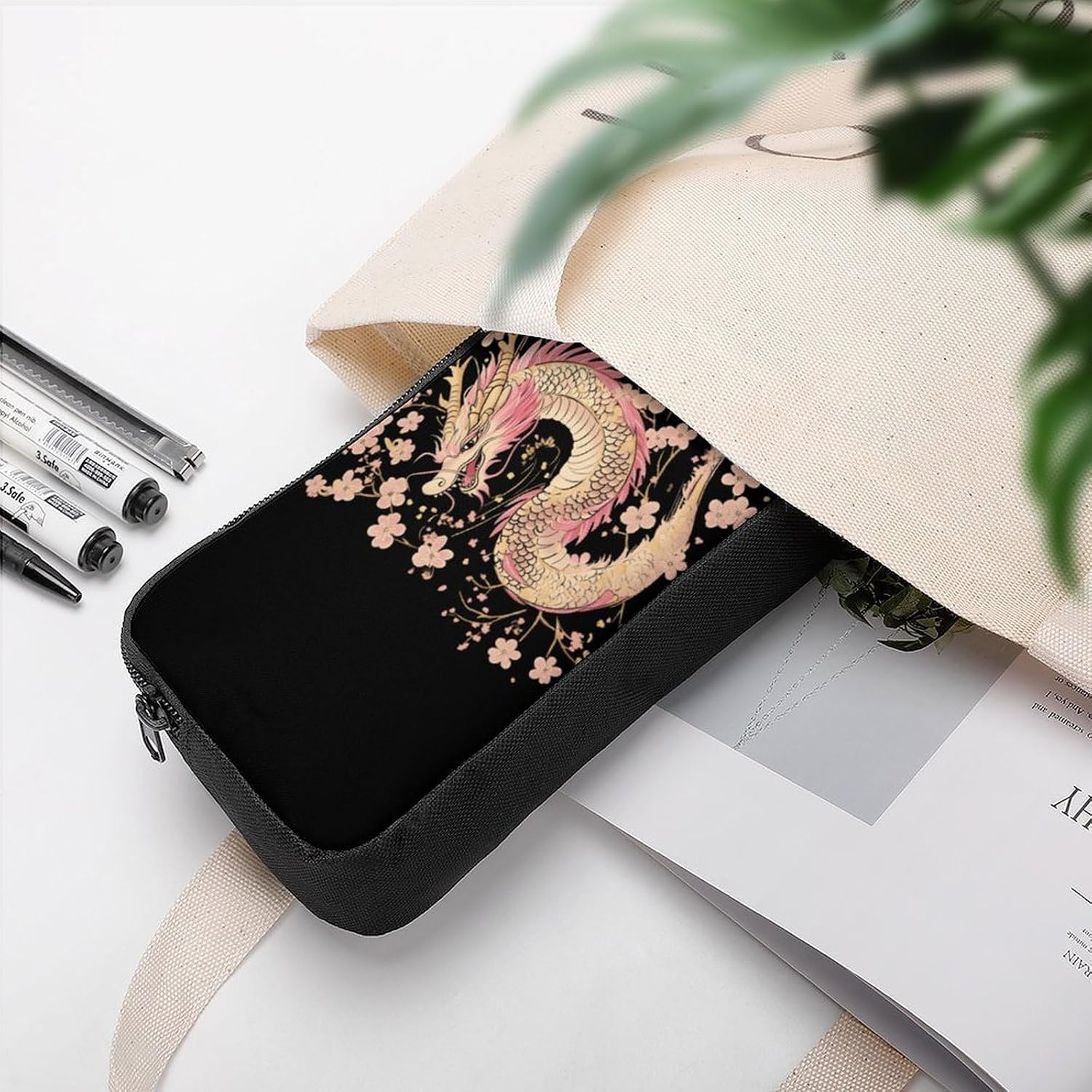 Japanese Dragon Cherry1 Flower Travel Cosmetic Bag Makeup Bag image 3
