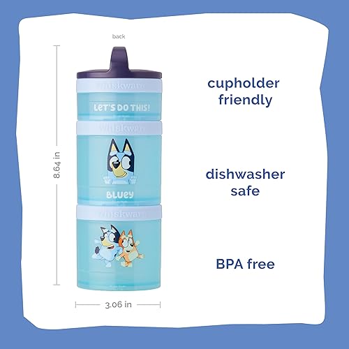 Miniatura 2 de Whiskware Bluey - Recipientes apilables para bebés, niños pequeños y niños, 3 tazas apilables para aperitivos para la escuela y viajes, aptos para