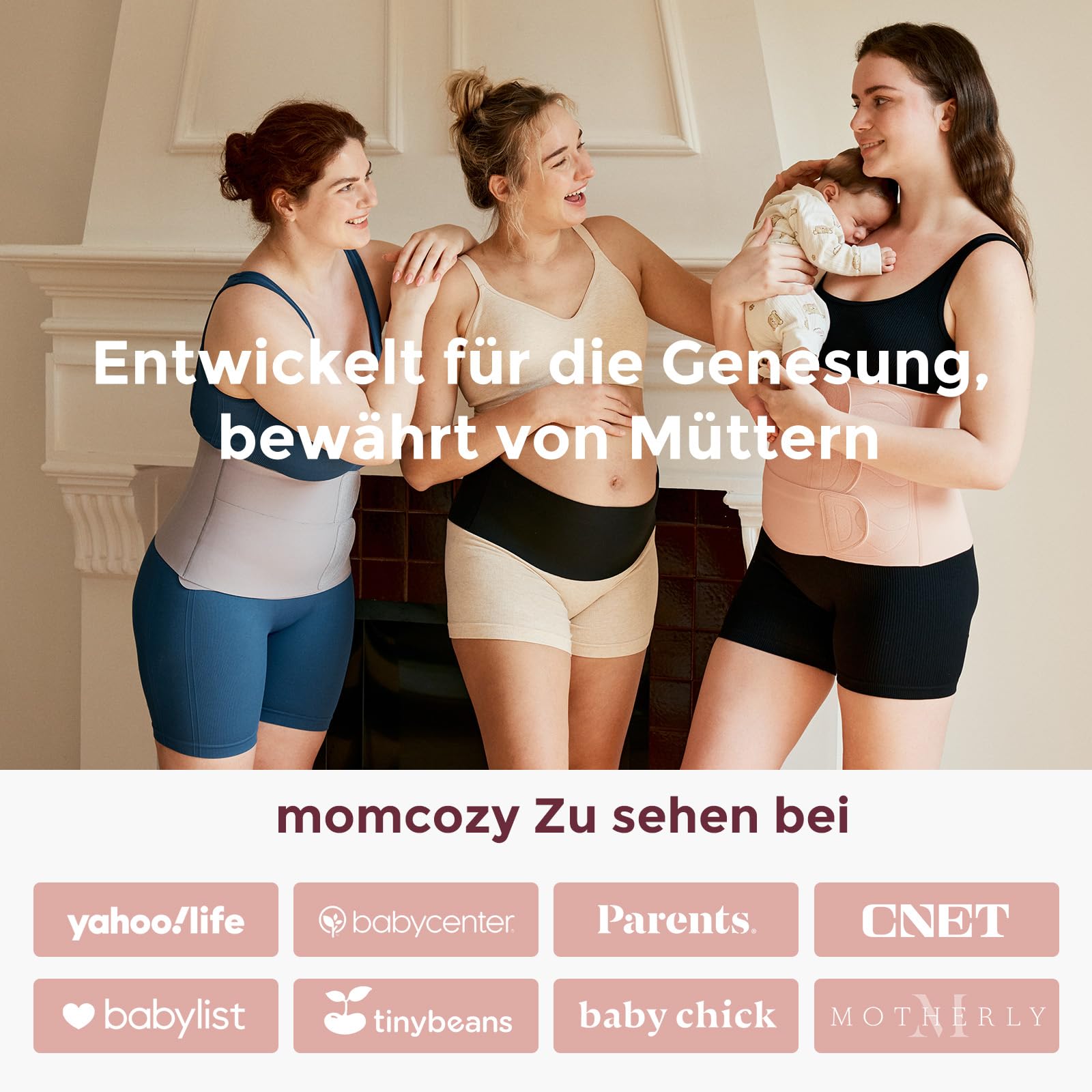 Momcozy Ergowrap Bauchgurt nach Geburt, 3D-Kompression & Rückenstütze für Kaiserschnitt-Rückbildung, Nahtloses Bauchband für Alltag & Sport, Unsichtbare Postpartum Shapewear (Standard, M)