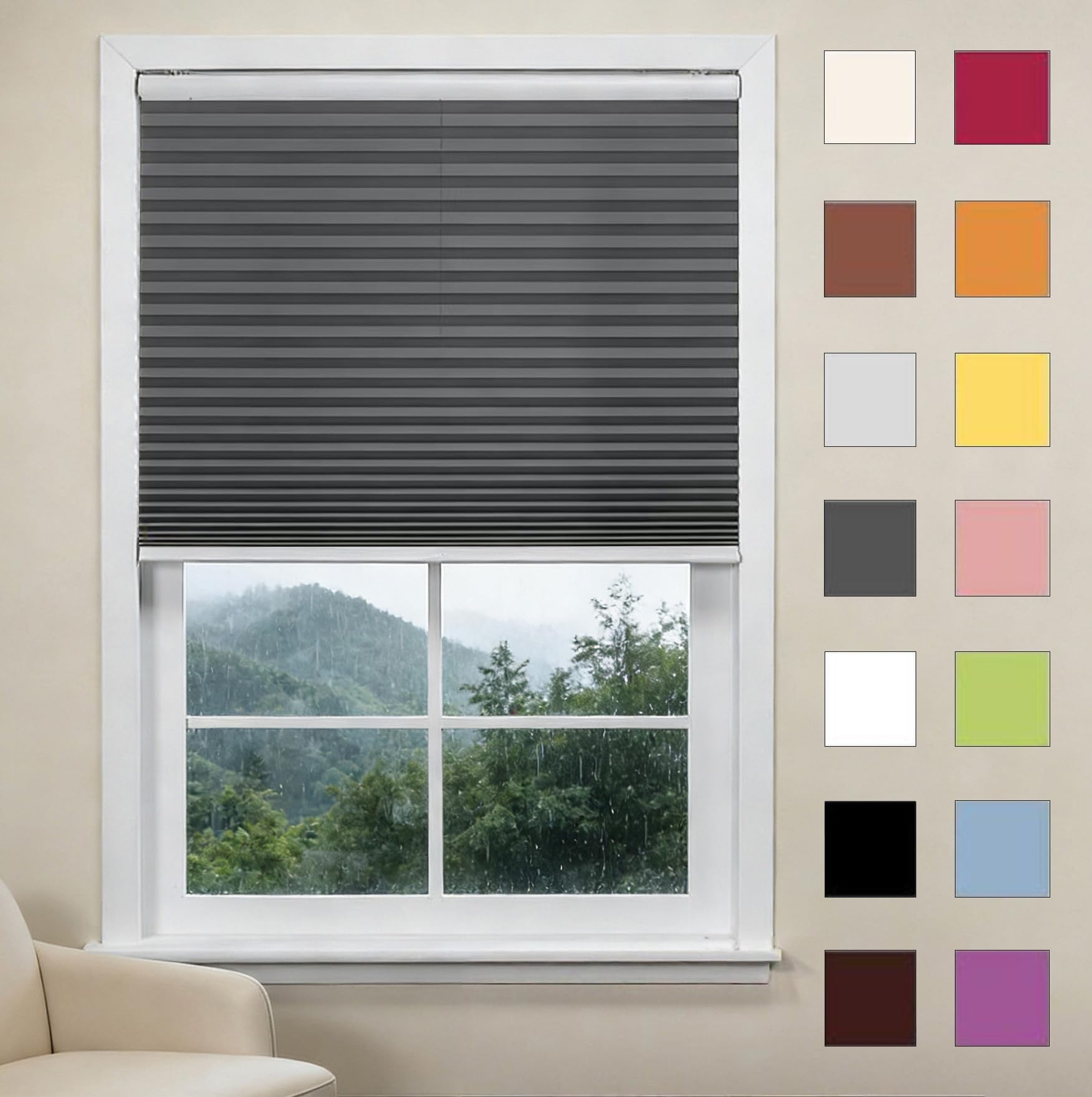 Store plissé intérieur gris opaque 68x80 cm store pour fenêtre de chambre et salon