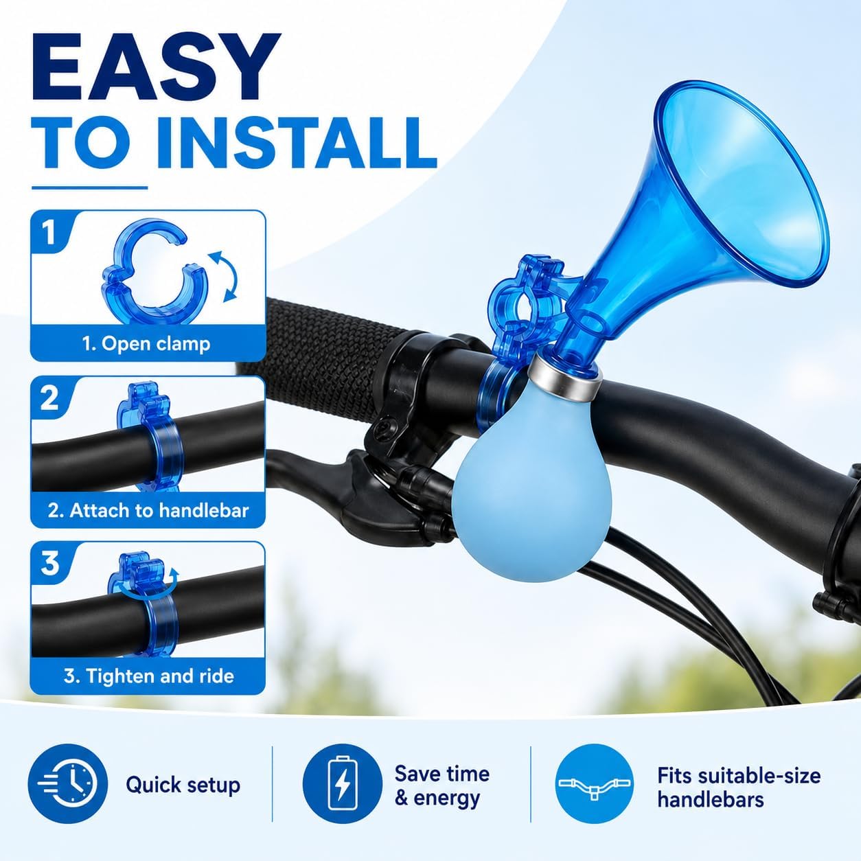 Mnixy 3 Pcs Kids Bike Horn Set for Bicycle Scooter and Cart