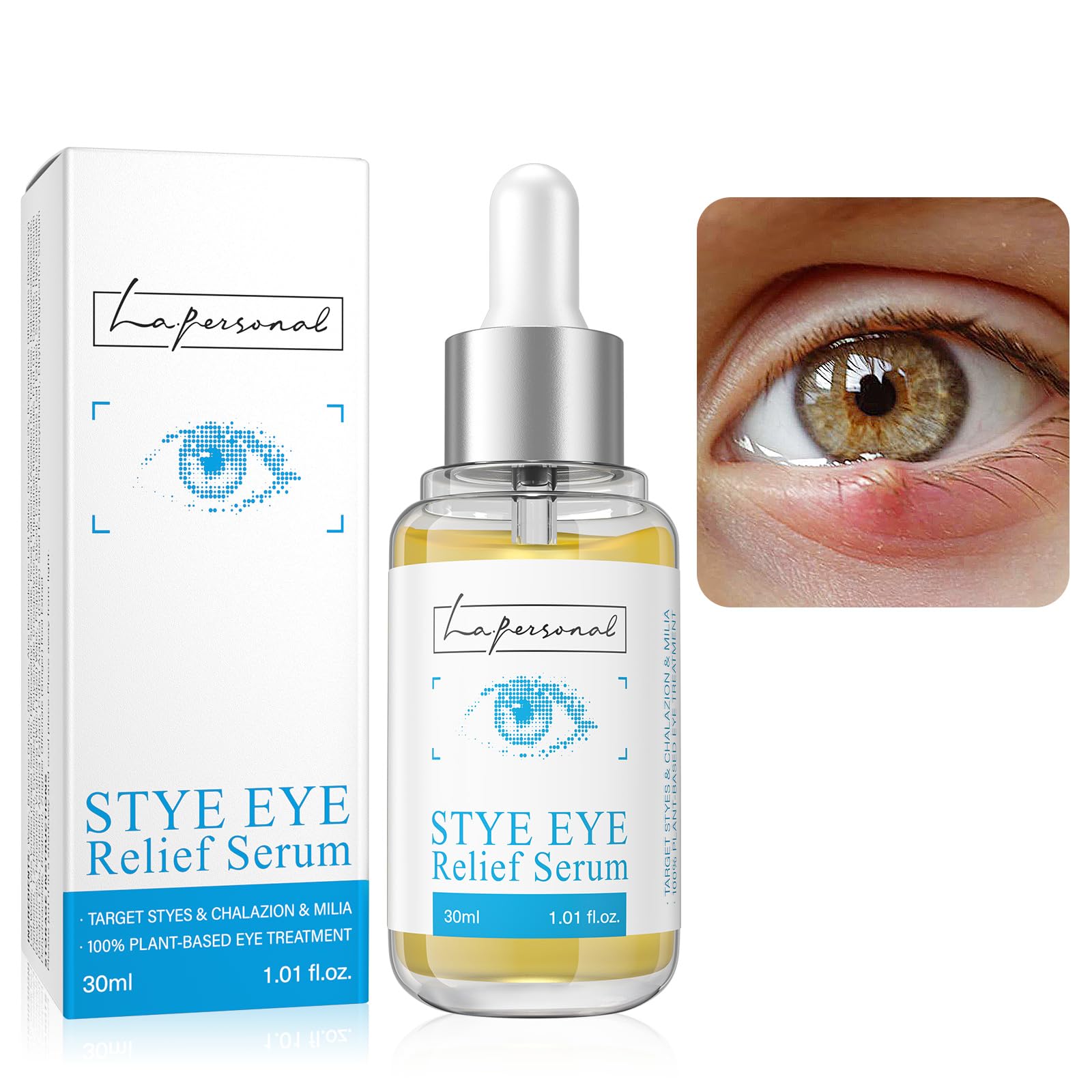 LA.PERSONAL Stye Eye Treatment, Chalazion Remover, Eye Serum for Styes Chalazion and Blepharitis Treatment, with Avocado oil, Sea buckthorn oil & Caffeine 1.01 Fl oz/30 Ml