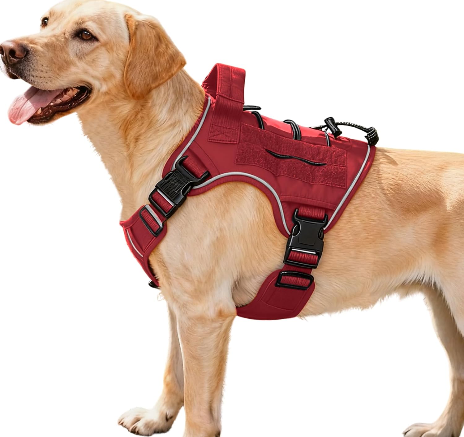 Heavy-Duty Tactical Dog Harness for Large Dogs, No Pull Adjustable Reflective Pet Vest with Molle System, K9 Military-Grade Control for Service Training, Outdoor & 10+ Breeds, Red, Medium