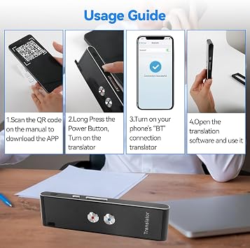 Voice Translator Device, Smart Instant Real Time Voice Languages Translator, Mini Gadget Support 97 Languages Easy Translator, Pocket Dictionary for Learning, Travel, Business