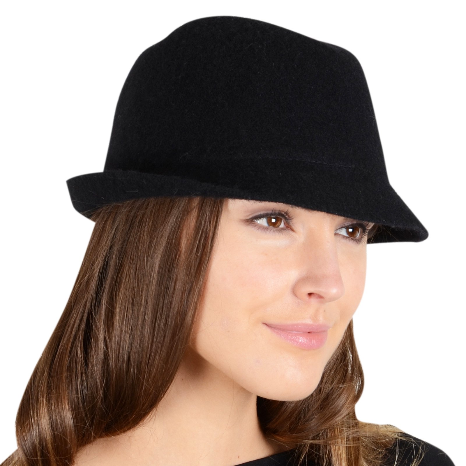 Pia Rossini Ladies Lana Wool Hat with Shaped Brim Warm Winter Fashion Accessory Black
