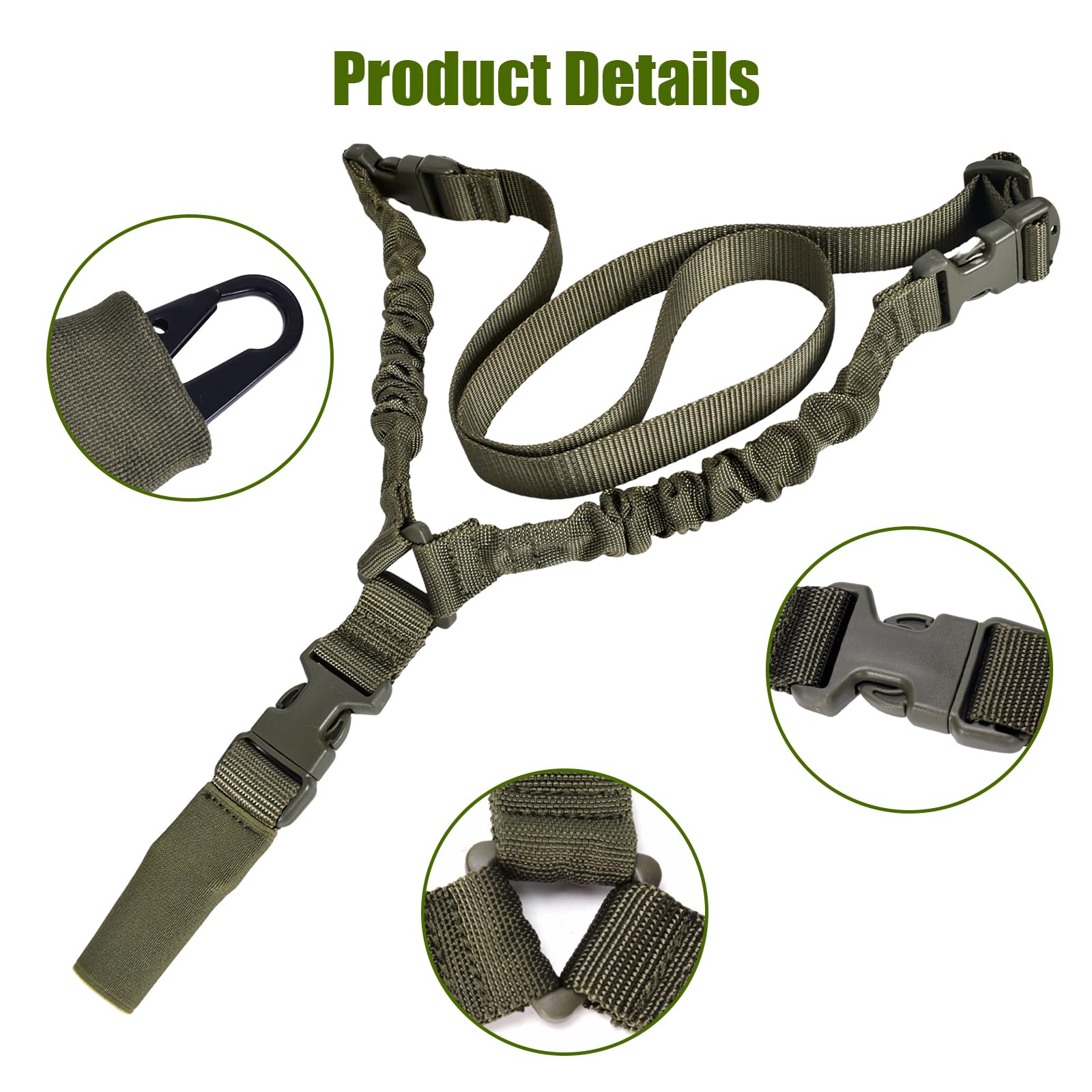 Cinghie Per Fucile Tattico, Airsoft Sling, Cinghia Per Fucile Caccia, Tactical Single Point Sling Regolazione Rapida Della Lunghezza Della Cinghia In Nylon, Con Gancio In Metallo, Per Sport All'aperto